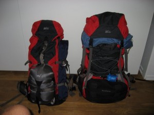 Our backpacks filled to the brim