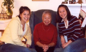 My Grandmother with my sister Amanda and me.